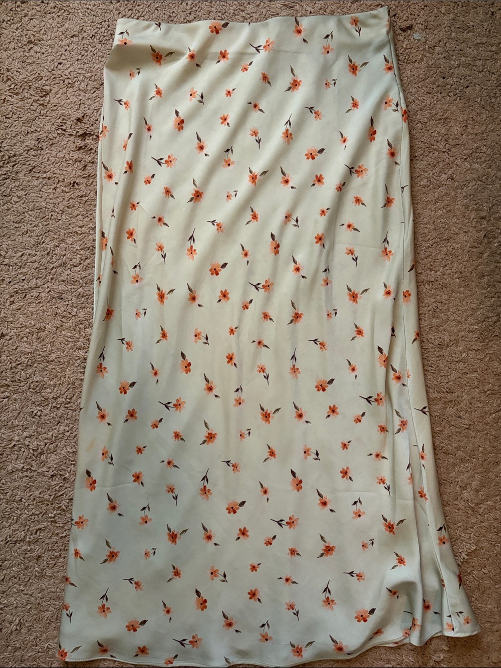 Cream/tan Floral Slip Skirt with Orange Blossom Print